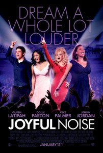 Joyful Noise began filming began in mid February 2011 in locations throughout Georgia, such as Atlanta, Decatur, Newnan, Dallas, Conyers, and Peachtree City. The movie finished filming in early April 2011.